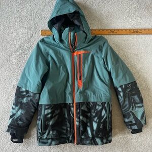 Obermeyer Teen Boys Teal Black Ski Snowboard Jacket Size L 14/16.